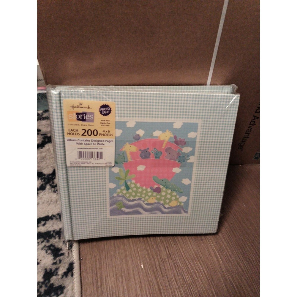 2 Pack Hallmark Photo Albums Blue Checked Noah's Ark & Ducks 200 Photos Acid NEW
